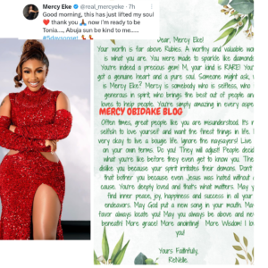  "This Lifted My Soul"- Mercy Eke Reacts After Fan Penned A Heartwarming Letter To Her