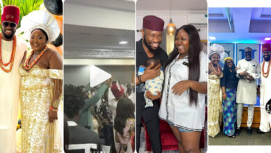 Actor Stan Nze And Wife, Blessing Obasi Dedicates Their Child In Church (PHOTOS/VIDEO)