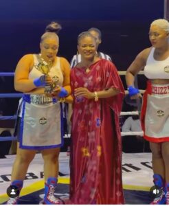 "I Will Not Tolerate Manipulation & Lies"- Laide Bakare Says As She Be@ts Chizzy Alichi At The Celebrity Boxing Match (VIDEO/PHOTOS))