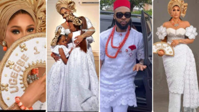 “Farewell my father-in-law” – Singer Flavour’s wife, Sandra Okagbue mourns his father ahead of his funeral ceremony (PHOTOS)