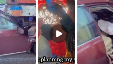 Lady Escapes De@th In Auto Cr@sh, Few Hours After Romantic Proposal (VIDEO)