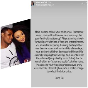 "Come And Collect Your Bride Price" - Jude Ighalo's Ex-Wife, Sonia Tells Him (DETAIL)