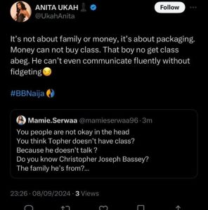 "Topher Is Classless, Kelly Rae Is Floating...." Anita Ukah’s Page Handler Forgets to Switch Accounts, Trolls Housemates