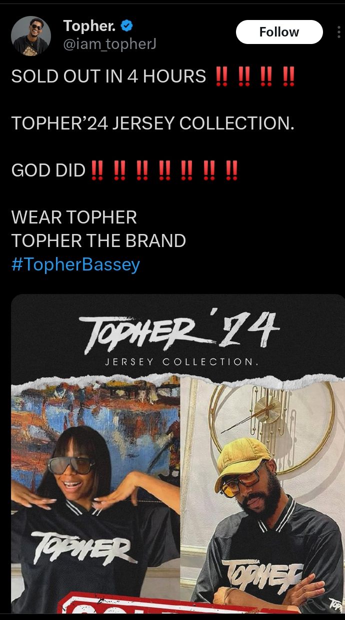 Screenshot of Topher's tweet 