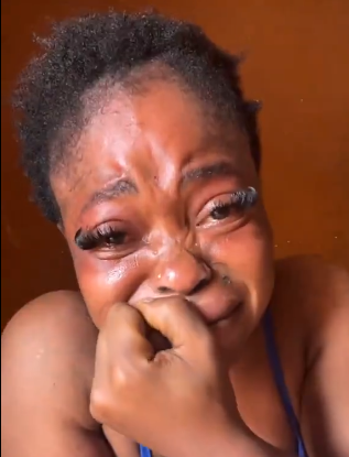 Lady cries a river following a heartbreak, video stirs emotions 