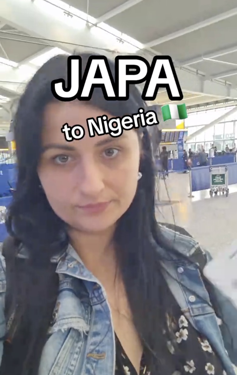 Oyinbo woman documents Japa from UK to Nigeria with family, reveals reason