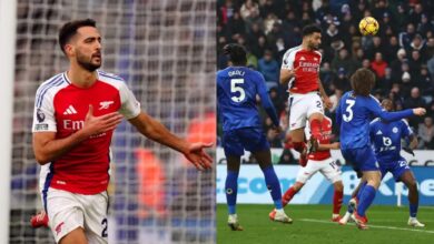 Merino strikes twice against Leicester as Arsenal stay in title race