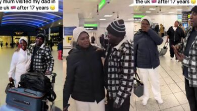 Emotional moment couple reunite in UK after 17 years apart