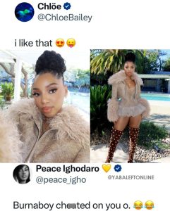 "Burna Boy Ch£ated On You, He Promised Someone Lamborghini After $£ x" – Netizens Storm Chloe Bailey's X Account