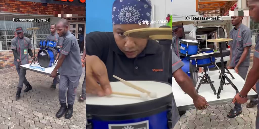 Baker wows internet with lifelike drum set cake