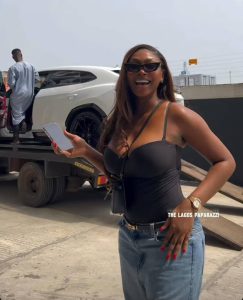 “As dem no buy am, I buy am” —  Sophia Egbueje brags as she finally acquires a Lamborghini Urus after Burna Boy allegedly knacked her and refused to buy her one (VIDEO/PHOTOS)